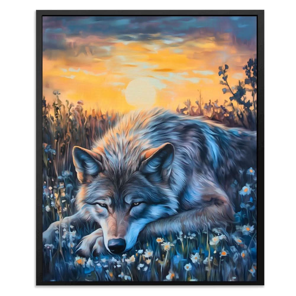 Wolf’s Golden Hour - Earth Tones Cabin Canvas Print