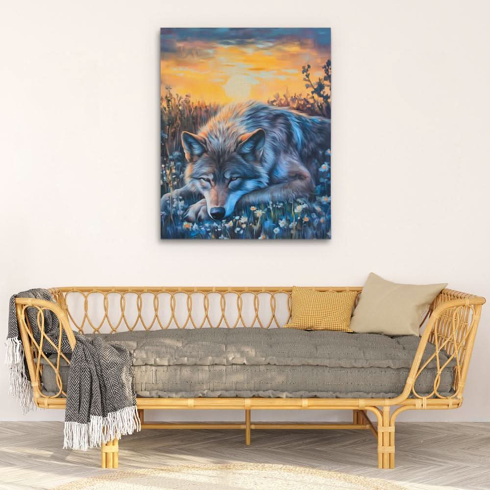 Wolf’s Golden Hour - Animals Art for Bedroom