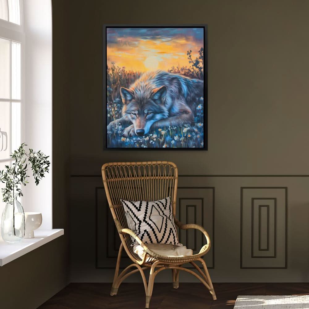 Wolf’s Golden Hour - Earth Tones Wall Art for Living Room