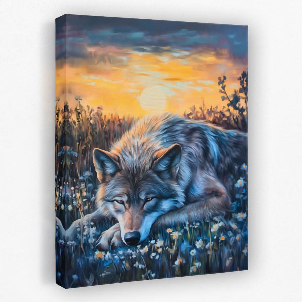Wolf’s Golden Hour - Animals Canvas Wall Art