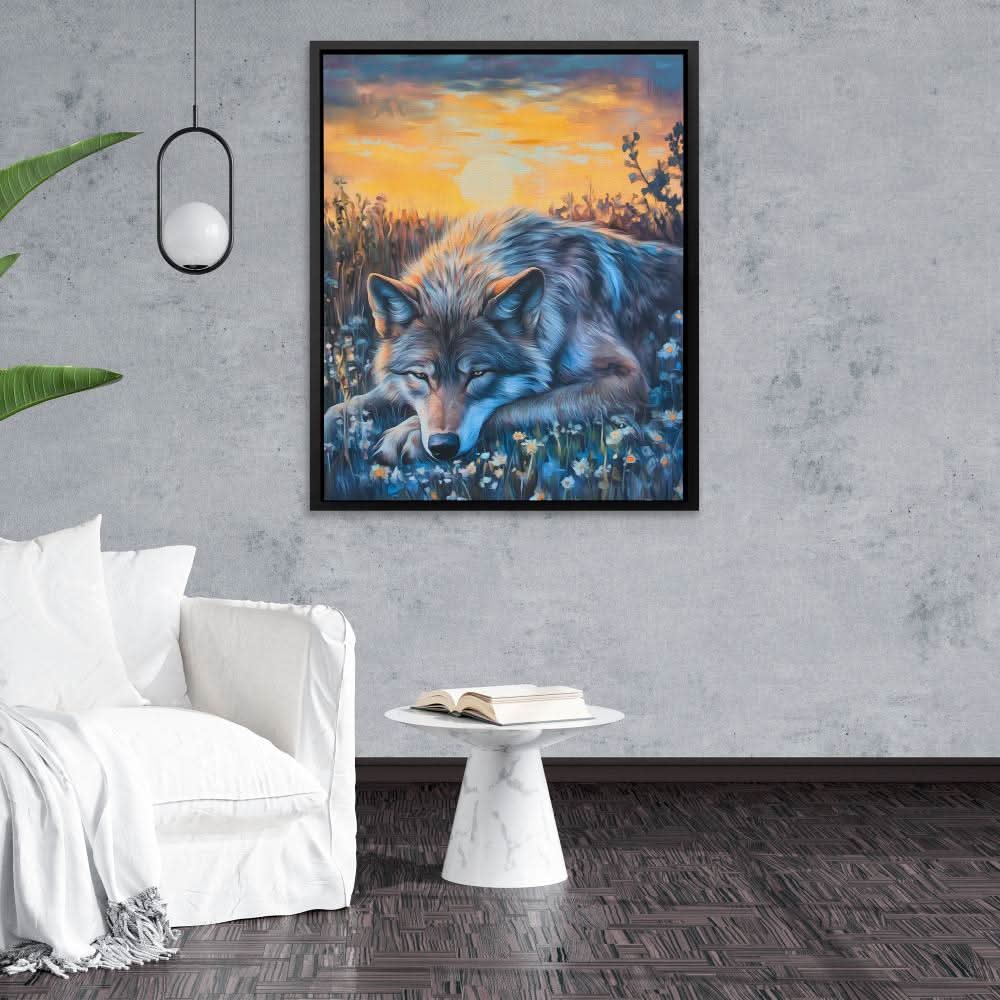 Wolf’s Golden Hour - Earth Tones Canvas Wall Art