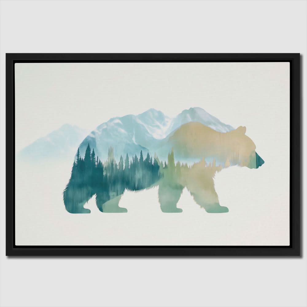 Woodland Echo Bear - Modern Earth Tones Canvas Wall Art