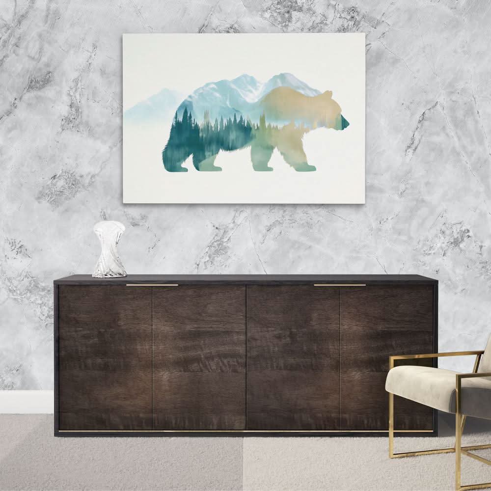 Woodland Echo Bear - Large Minimalist Canvas Print