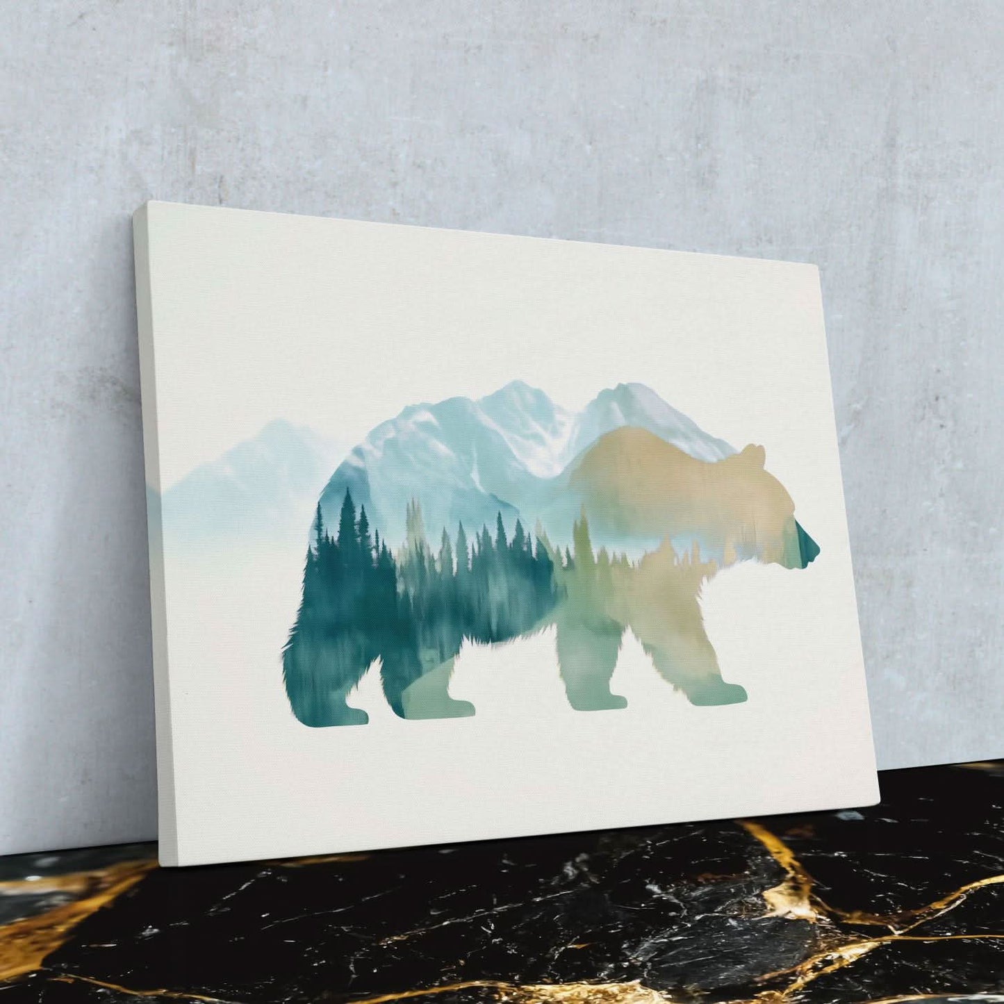 Woodland Echo Bear - Blue Bear Canvas Print
