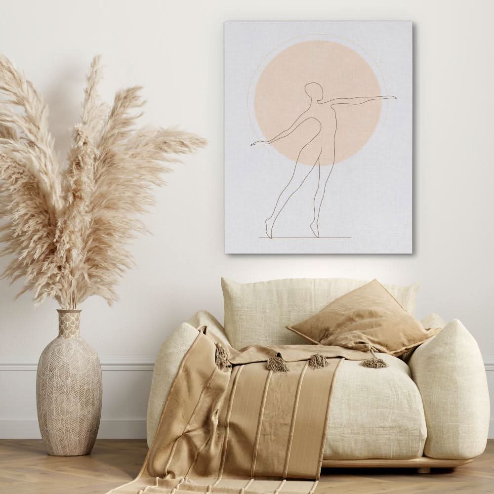 Yoga Ascension - Beige Line Art Canvas Print