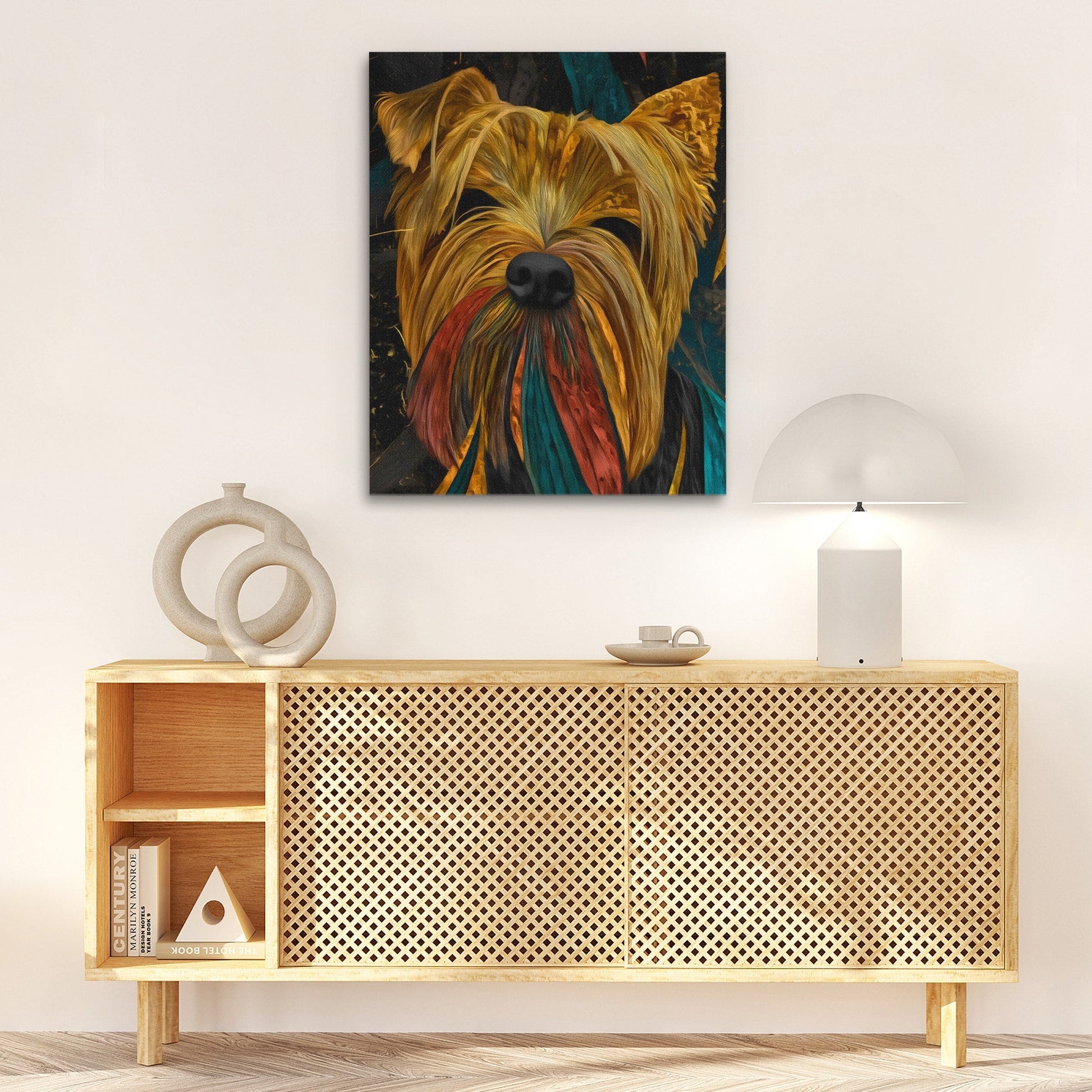 Yorkie Feathered Crown - Luxury Wall Art