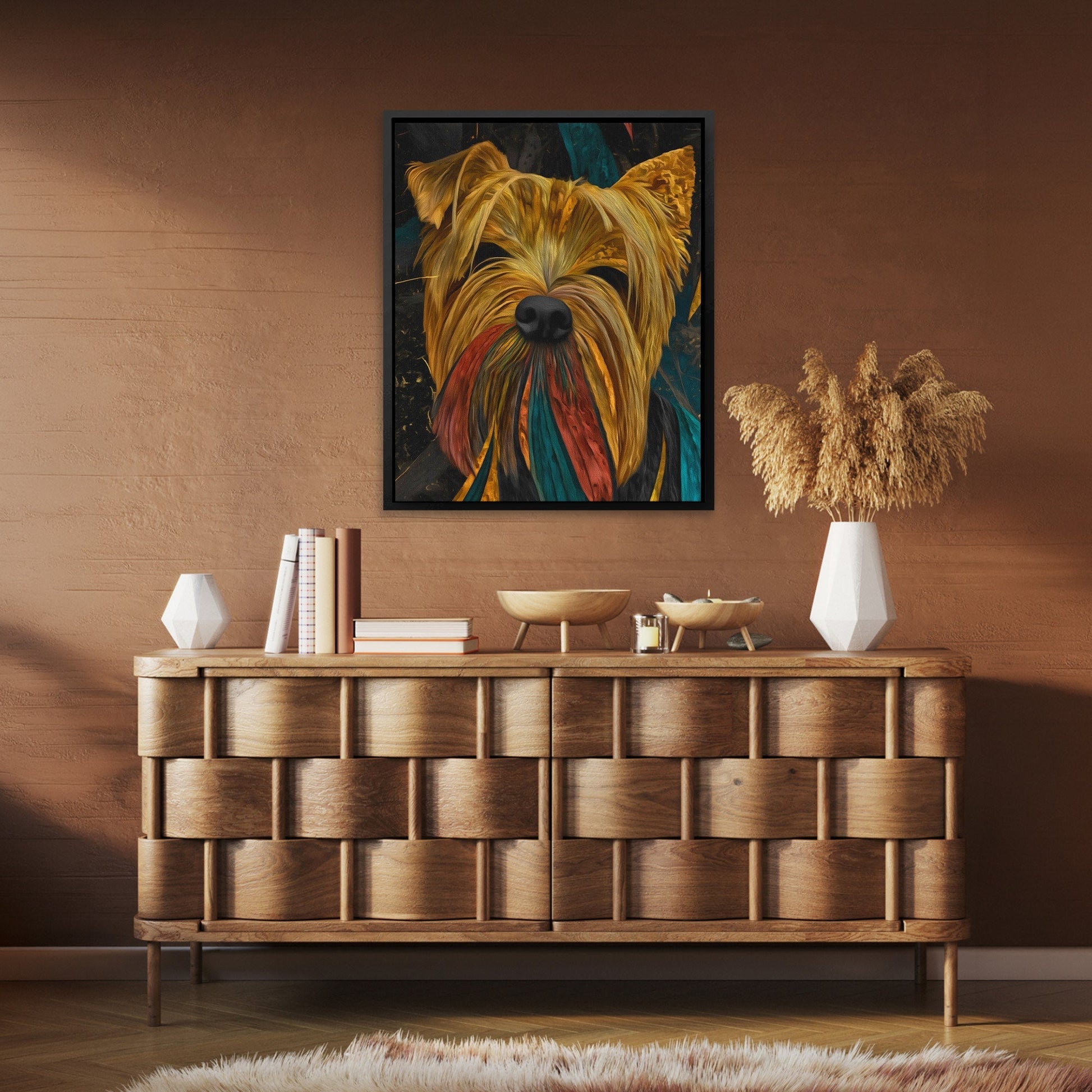 Yorkie Feathered Crown - Luxury Wall Art
