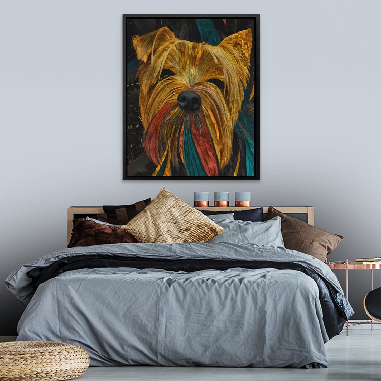Yorkie Feathered Crown - Luxury Wall Art