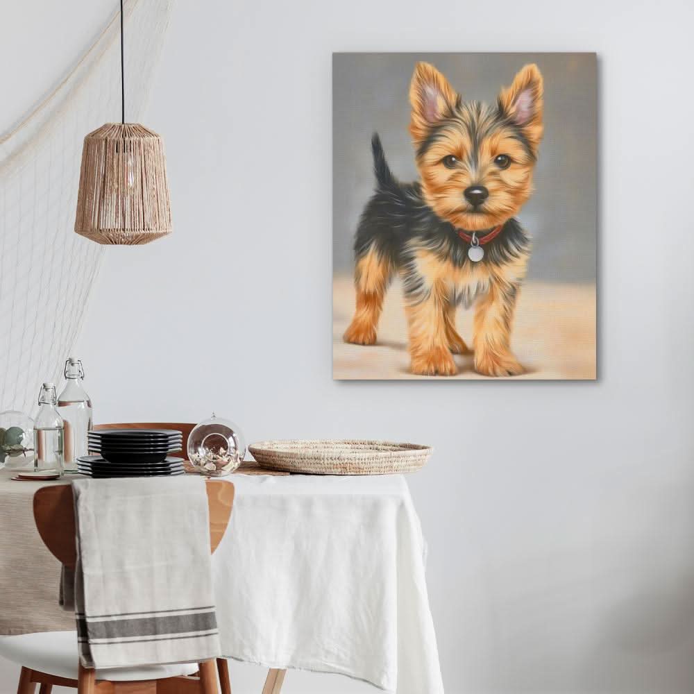 Yorkshire Terrier Portrait - Entryway Wall Art in Black Frame
