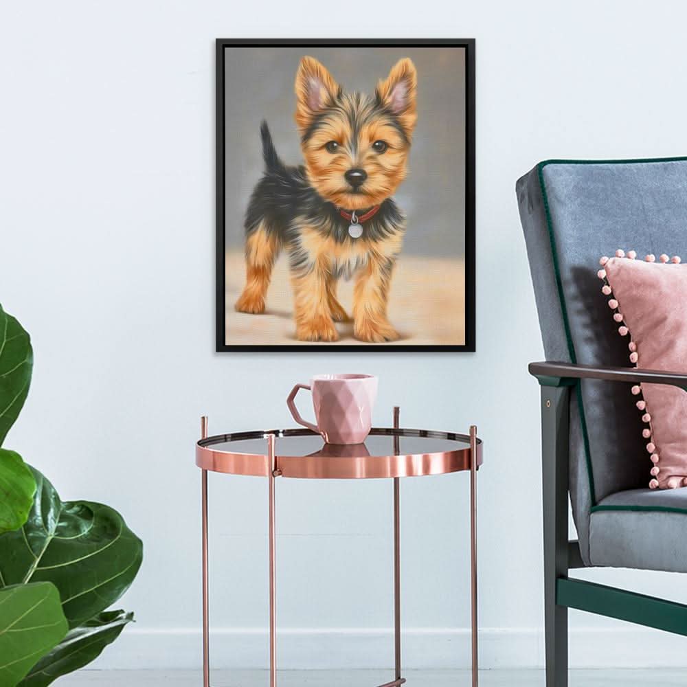 Yorkshire Terrier Portrait - Modern Wall Art in Black Frame