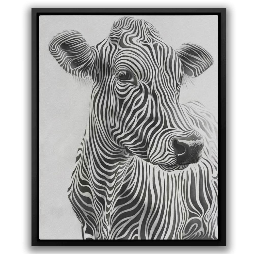 Zebra Striped Cow - Large Modern Canvas Print