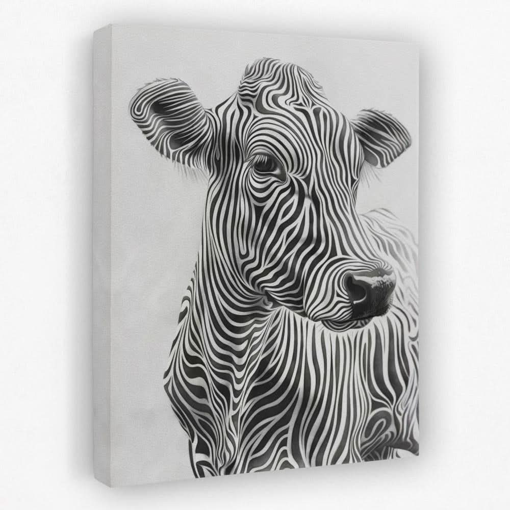 Zebra Striped Cow - Animals Canvas Wall Art