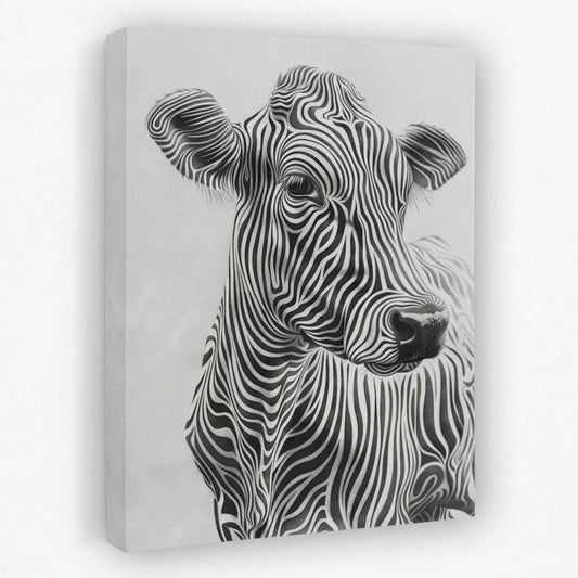 Zebra Striped Cow - Animals Canvas Wall Art