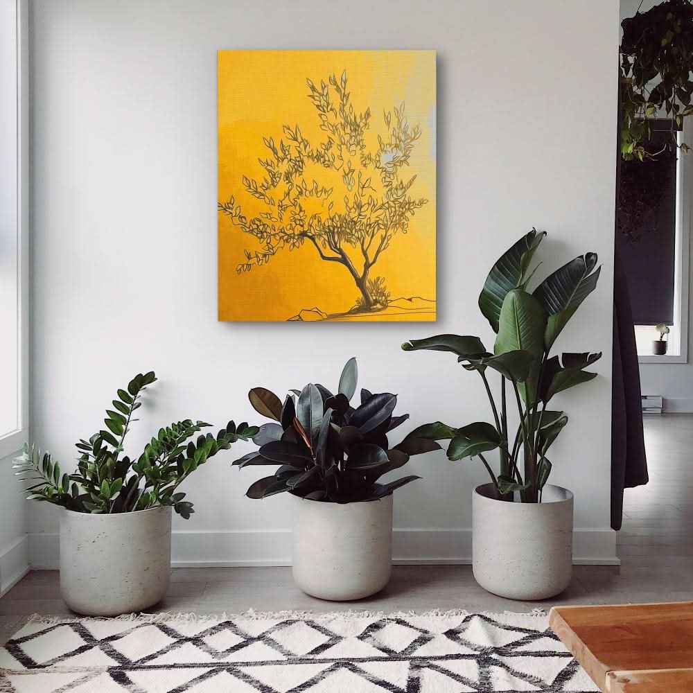 Zen Gold Tree - Large Abstract Canvas Print