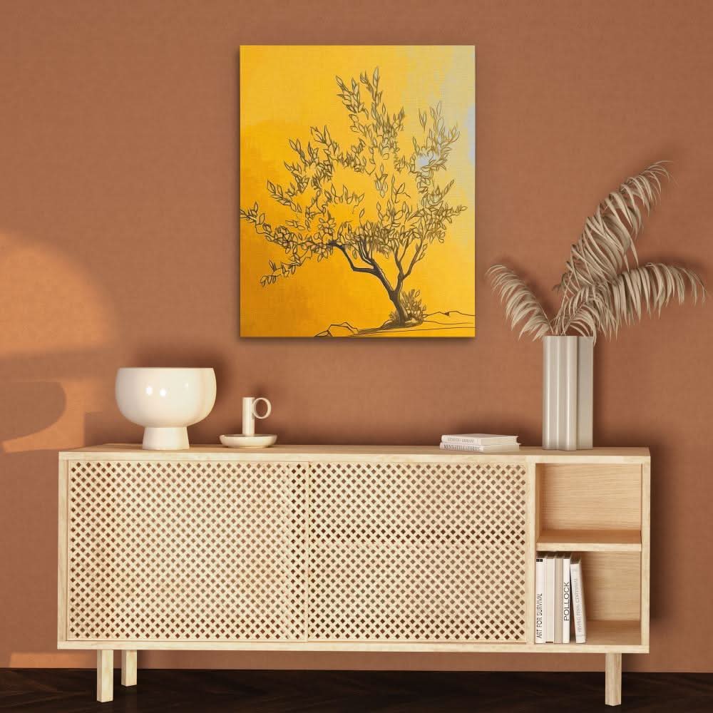 Zen Gold Tree - Nature Art for Bedroom
