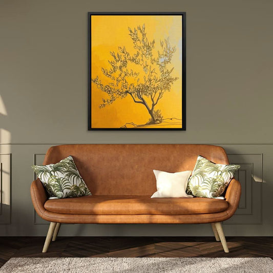 Zen Gold Tree - Abstract Wall Art in Black Frame