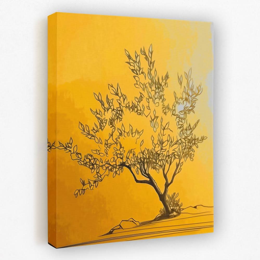 Zen Gold Tree - Nature Canvas Wall Art