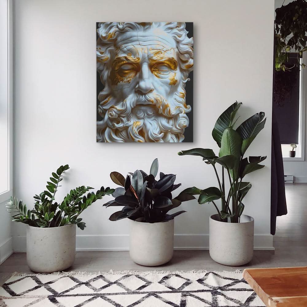 Zeus Bust - God Wall Art in Black Frame